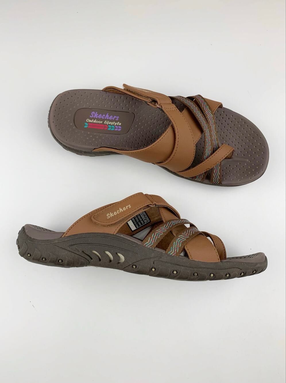 Skechers Reggae Sunday Stroll Sandals Strappy Brown Outdoor Comfort Women's 7.5